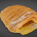 Golden Flaky Pastry With Striped Top Filled With Yellow Sweet Filling