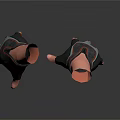 3D Modeled Gloves With Gray Red Blue Accents And Orange Hand Models Rendered