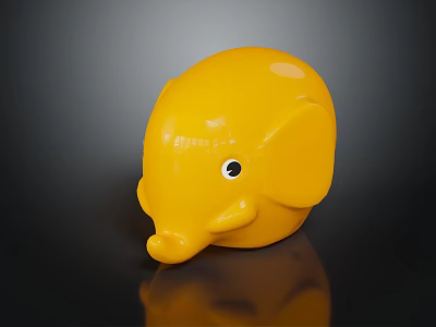 Yellow Elephant Toy Character With Smooth Surface And Black Eye Shiny Design 3d model