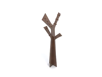 Wooden Tree Shaped Storage Shelf with Multiple Branches for Home Decor 3d model