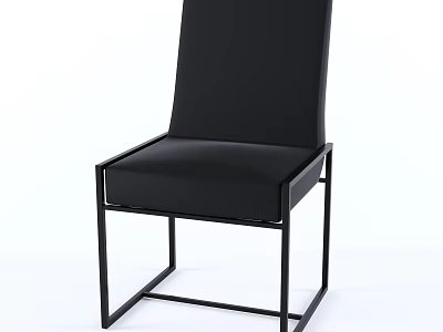 Sleek Modern Black Leather Dining Chair With Sturdy Metal Frame Design 3d model
