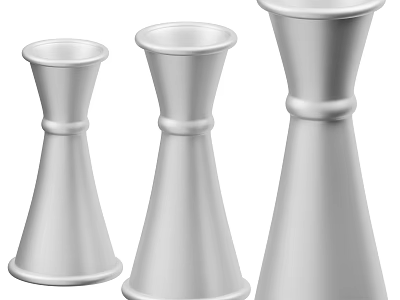 Silver Conical Wine Bottles And Glasses In Three Different Sizes For Elegant Table Decor 3d model