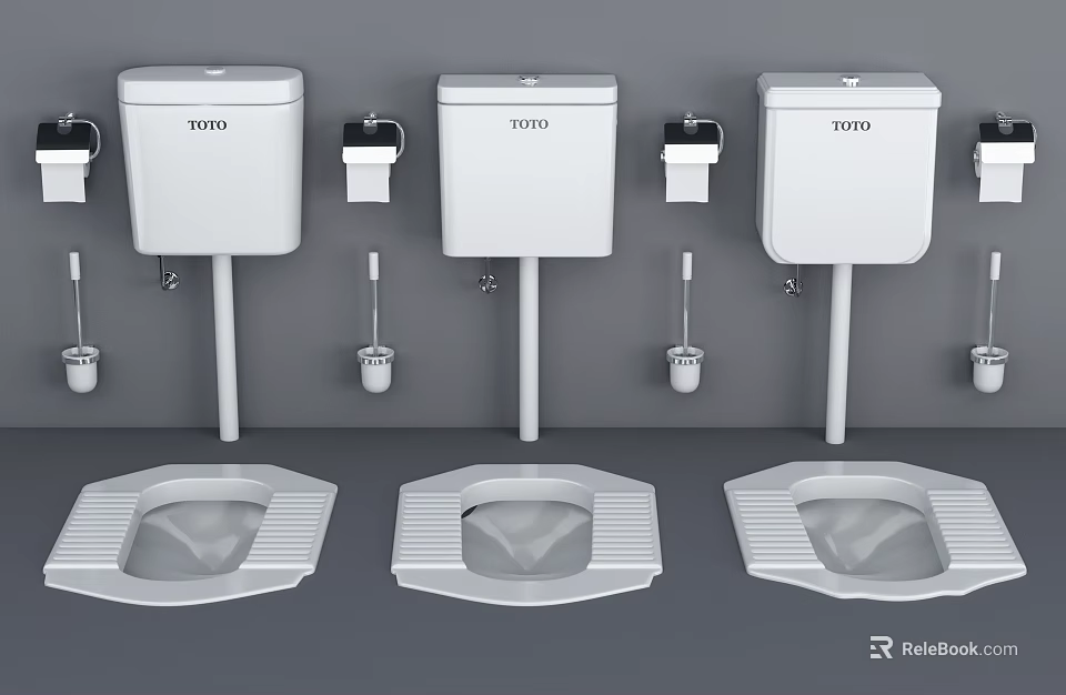 TOTO Wall Mounted Toilets With Water Tanks And Modern Bathroom Design 3d model 