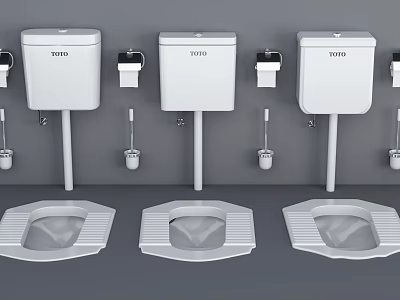 TOTO Wall Mounted Toilets With Water Tanks And Modern Bathroom Design 3d model