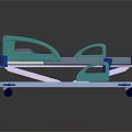 Blue And Green Hospital Bed With Side Rails And Mobile Wheels For Medical Use