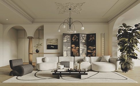 French Living Room Light Living Room 3d model