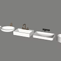Different Design Modern Washbasins Featuring Various Faucet Styles And Shapes 3d model