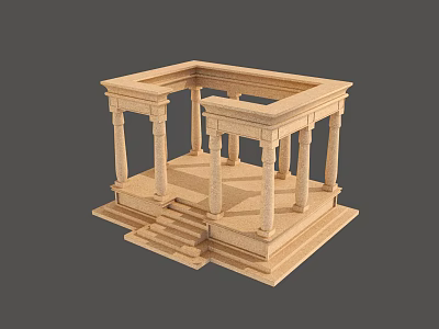 Classical Stone Building Model With Multiple Columns Steps And Square Frame Structure 3d model
