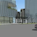 Modern Commercial Complex Featuring High Rise Buildings And Open Atrium Space