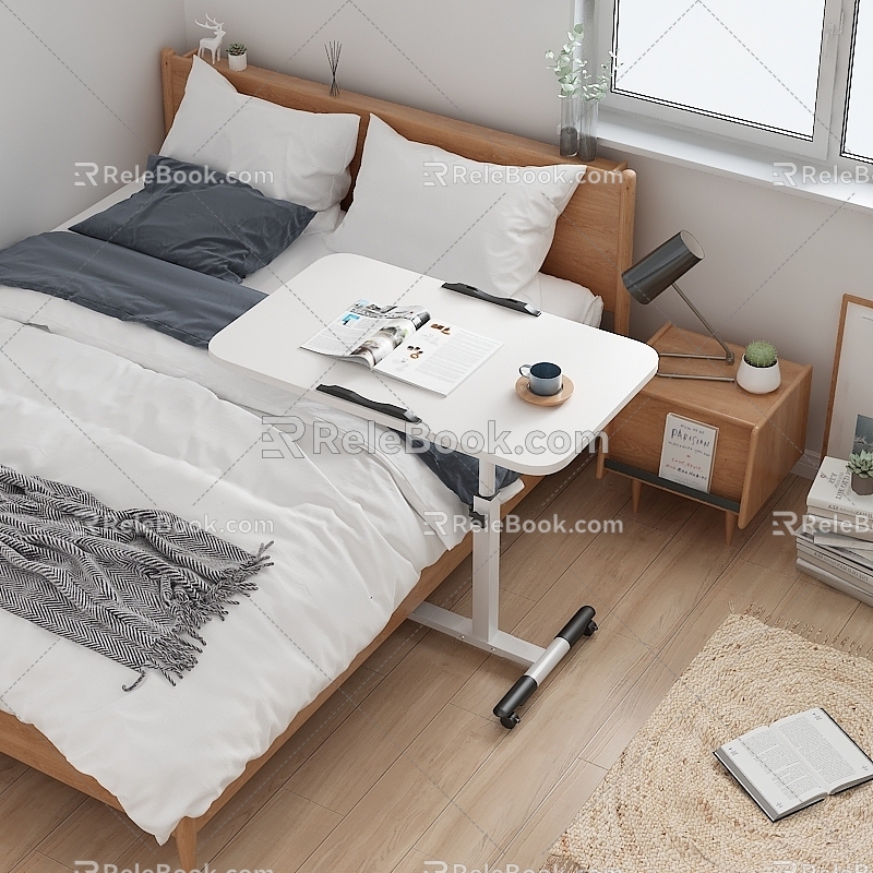 Bedroom coffee table mobile side table 3d model