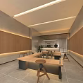 Stylish Modern Bubble Tea Shop Interior Design With Wooden Walls Long Tables And Green Plants