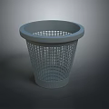 Gray Mesh Design Plastic Trash Can With Round Opening And Modern Home Use 3d model