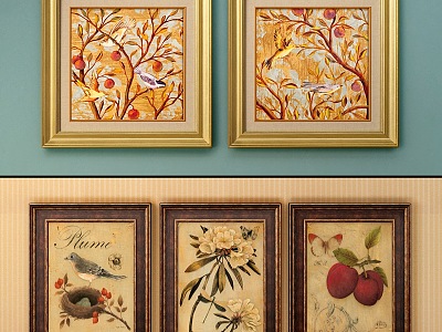 European classical decorative painting flower and bird decorative painting model