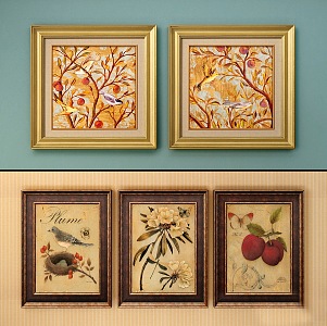 European classical decorative painting flower and bird decorative painting 3d model