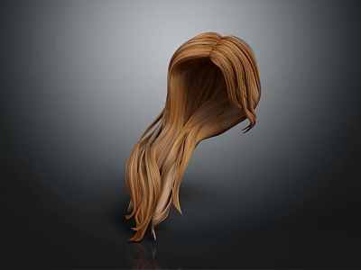 Game and Movie Character Realistic Long Brown Flowing Hair Wig Design 3d model