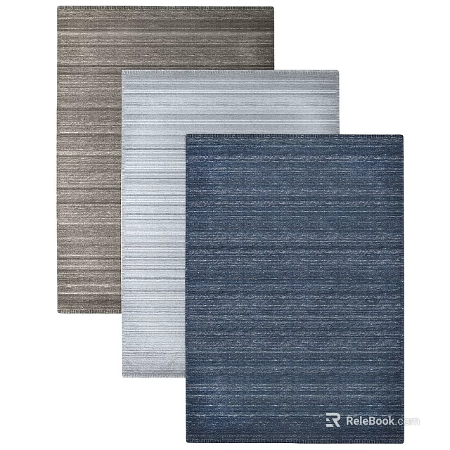Square Area Rugs Brown Light Gray Navy Blue Striped Pattern Home Decor 3d model