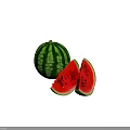 Fresh Whole Watermelon With Green Rind And Red Flesh Slices With Black Seeds