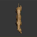 Golden Dog Sculpture Showcasing Anatomical Organ Structure And Hair Texture Features