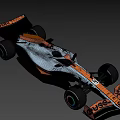 Formula 1 Race Car With Orange White Aerodynamic Body And Sporty Design