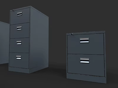 Gray Metal File Cabinets With Multiple Drawers For Office Storage Solutions 3d model