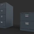 Gray Metal File Cabinets With Multiple Drawers For Office Storage Solutions 3d model