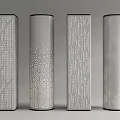 Modern Decorative Columns With Various Detailed Perforated Patterns And Textured Designs 3d model