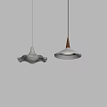 Modern Pendant Light With White Wavy Lampshade Wooden Top And Layered Circular Design