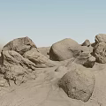 Road Infrastructure With Natural Rocks And Sandy Terrain Construction Elements 3d model