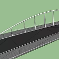 Modern Landscape Bridge Design with Curved Arch Structure Metal Frame and Black Deck