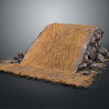 Natural Earth Slope Structure Supported By Rocks With Scattered Stones And Sand Base