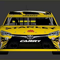 Yellow STANLEY Number 19 Race Car with Sponsor Logos and Aerodynamic Body