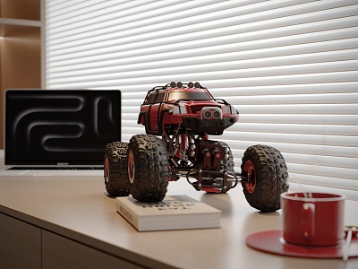 Desk Ornaments Off-road Car Model Book Curtain model