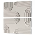 Square Rug With Geometric Curved Lines Textured Surface In Neutral Tone 3d model