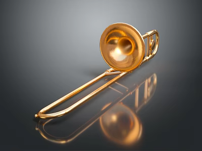 Music equipment copper trumpet trombone music equipment realistic model cartoon model PBR 3d model
