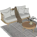Nordic Double Sofa Simple Double Sofa 3d model