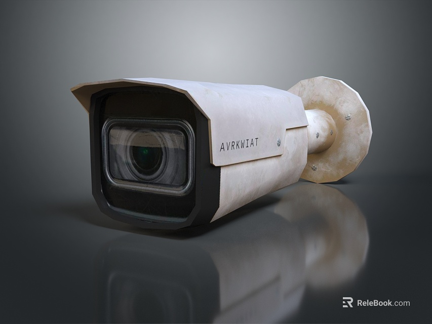 AVIWEST Projection Monitoring Surveillance Camera With White Casing High Definition Lens And Mounting Base 3d model 