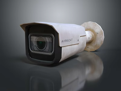AVIWEST Projection Monitoring Surveillance Camera With White Casing High Definition Lens And Mounting Base 3d model