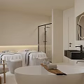Modern Minimal Cream Tone Beauty Salon Interior Design With Comfortable Manicure And Hair Care Spaces