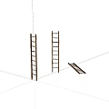 Hardware Tools Featuring Two Upright And One Lying Wooden Ladders