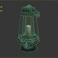 Vintage Decorative Lantern Featuring Metal Frame Glass Shade Candle And Ornate Handle Base