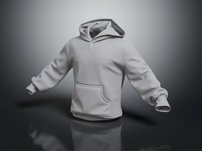 Comfortable Gray Casual Hoodie With Hood Long Sleeves And Front Pocket 3d model