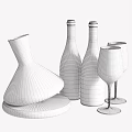 Red Wine Decanter with Wine Bottles and Glasses on Wooden Board