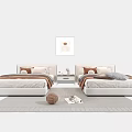 Cozy Single Bed Interior With Bedside Table Decorative Painting And Soft Plush Pillows