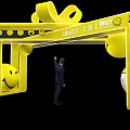 Vibrant Yellow Smiley Event Gateway at Linq Shanghai with Person Pointing