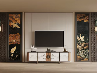 New Chinese background wall TV background wall 3d model