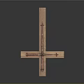 Wooden Cross Shaped Sculpture With Copper Metal Fasteners And Artistic Design