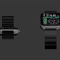 Modern Smart Watches With Black Straps Digital Screens Showing Time 3d model