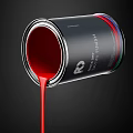 Household Red Paint Can With Pouring Paint For Home Decoration