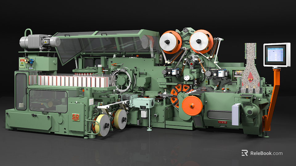 Engine Manufacturing Machinery with Green Industrial Equipment and Roller Components 3d model 