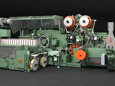 Engine Manufacturing Machinery with Green Industrial Equipment and Roller Components 3d model
